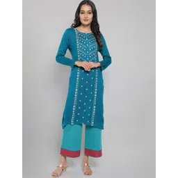 AURELIA Women Teal Embroidered Kurta-picture-40