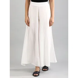 AURELIA Women White Flared Knitted Ethnic Palazzos-picture-39