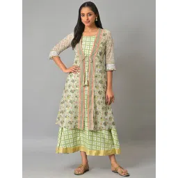 Aurelia Women White Floral Print Chiffon Dress with Shrug-picture-15