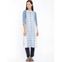 AURELIA Women White Printed Straight Kurta-picture-41