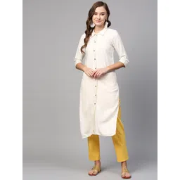 AURELIA Women White Self Striped Straight Kurta-picture-15