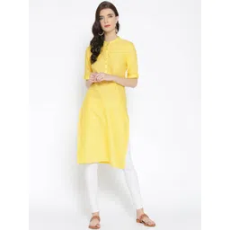 AURELIA Women Yellow Solid Straight Kurta-picture-38