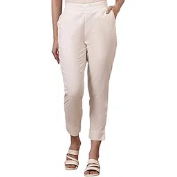 aurelia Women's Black Solid Cotton Flax Everyday Trousers-picture-11