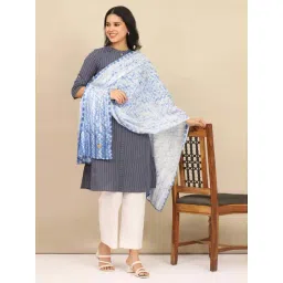 Aurelia Women's Blue Shibori Printed Pure Cotton Stole-picture-10