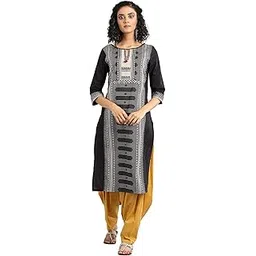 aurelia Women's High Rise Regular Fit Cotton Patialas (19CRA60043-600451_Gold_Free Size)-picture-36