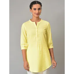 AURELIA Yellow Mandarin Collar Striped Tunic-picture-13