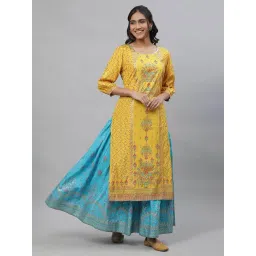 Aurelia Yellow Printed Straight Kurta-picture-20