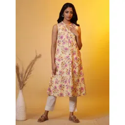 Aurelia Yellow Regular Fit Floral Kurta-picture-20