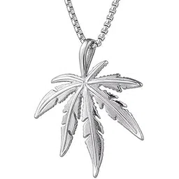 aurelva Stainless Steel Maple Leaf Pendant Necklace for Men, Silver, Heavy Chain, Hip Hop Streetwear Jewelry-picture-51