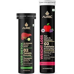 Auric Liver Detox & Get Slim Combo 20 Tablets Each with 10 Ayurvedic Herbs | Clinically Researched Therapeutic Ingredients-picture-24