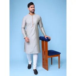 AURIK Men Solid Silk Kurta with Pyjamas-picture-41