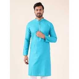 AURIK Men Thread Work Linen Kurta-picture-33