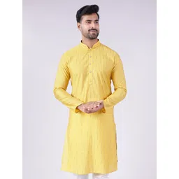 AURIK Striped Mandarin Collar Pure Silk Kurta-picture-10
