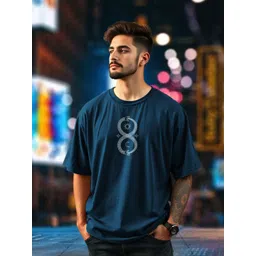 AUSK Men Graphic Printed Round Neck Cotton Oversized T-shirt image 5