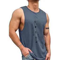 AUSK Men Vest || Gym Tshirt for Men || Karma Printed Sleeveless Regular Fit T Shirt for Mens-picture-14