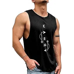 AUSK Men Vest || Gym Tshirt for Men || Karma Printed Sleeveless Regular Fit T Shirt for Mens-picture-17