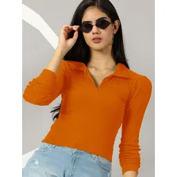 AUSK Polo Collar Cotton Fitted Crop Top-picture-14