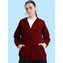 AUSK Women Solid Full Sleeve Front Open Hooded Sweatshirt-picture-30