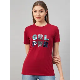 Austin wood Women Typography Self Design Cotton T-shirt-picture-27