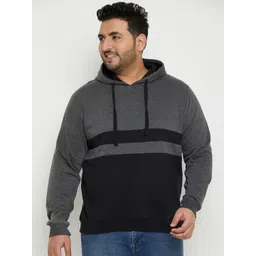 AUSTIVO Colorblocked Printed Hooded Neck Long Sleeve Pullover Pocket Fleece Sweatshirt-picture-14