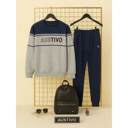 AUSTIVO Men Striped Round Neck Long Sleeves Mid-Rise Tracksuits-picture-26