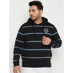 AUSTIVO Plus Size Hooded Striped Fleece Pullover-picture-40