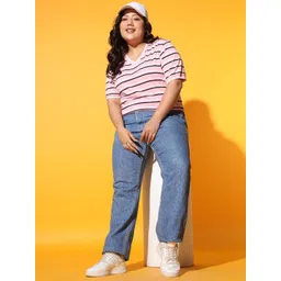 AUSTIVO V-Neck Striped Regular Sleeves Cotton Top-picture-37