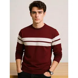 AUTNA Men Striped Cotton Pullover Sweatshirt-picture-26