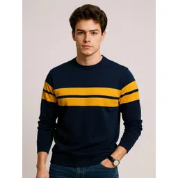 AUTNA Men Striped Round Neck Cotton T-Shirt-picture-30