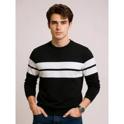 AUTNA Men Striped Round Neck Cotton T-shirt-picture-35