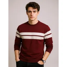 AUTNA Men Striped Round Neck Cotton T-shirt-picture-38