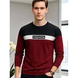 AUTNA Men Typography Printed Round Neck Cotton T-shirt image 1