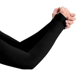 Auto Hub Black Cotton Riding Arm Sleeves for Men & Women-1Pair/Free Size image 1