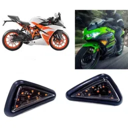 Auto Pearl 2 Pcs 12V Black Bike Side LED Indicator Light Set for KTM RC 200, A42-image-10