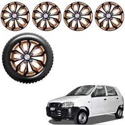 Auto Pearl 4 Pcs 12 inch Black &a; Golden ABS Press Type Hubcap Wheel Cover Set with Retention Ring for Maruti Suzuki Alto-picture-45