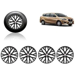Auto Pearl 4 Pcs 13 inch ABS Black &a; Silver Press Type Fitting Car Wheel Cover Set for Datsun Go Plus-picture-26