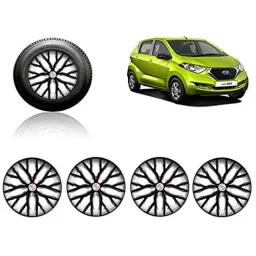 Auto Pearl 4 Pcs 13 inch ABS Black &a; Silver Press Type Fitting Car Wheel Cover Set for Datsun Redi Go-picture-22