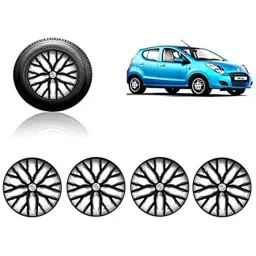 Auto Pearl 4 Pcs 13 inch ABS Black &a; Silver Press Type Fitting Car Wheel Cover Set for Maruti Astar-picture-24