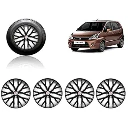 Auto Pearl 4 Pcs 13 inch ABS Black &a; Silver Press Type Fitting Car Wheel Cover Set for Maruti Estilo T 2-picture-29