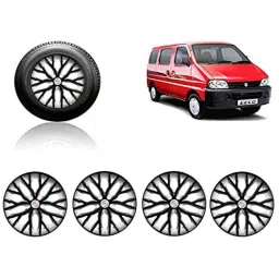 Auto Pearl 4 Pcs 13 inch ABS Black &a; Silver Press Type Fitting Car Wheel Cover Set for Maruti Suzuki Eeco-picture-23