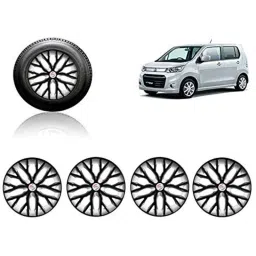Auto Pearl 4 Pcs 13 inch ABS Black &a; Silver Press Type Fitting Car Wheel Cover Set for Maruti Suzuki Stingray-picture-21