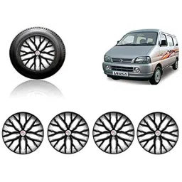 Auto Pearl 4 Pcs 13 inch ABS Black &a; Silver Press Type Fitting Car Wheel Cover Set for Maruti Suzuki Versa-picture-25