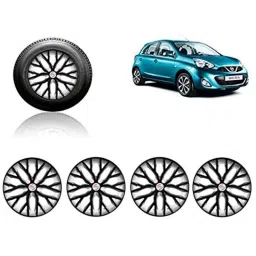 Auto Pearl 4 Pcs 13 inch ABS Black &a; Silver Press Type Fitting Car Wheel Cover Set for Nissan Micra-picture-33