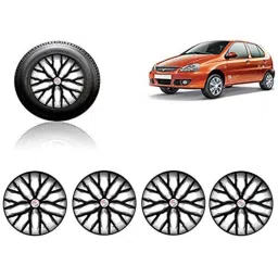 Auto Pearl 4 Pcs 13 inch ABS Black &a; Silver Press Type Fitting Car Wheel Cover Set for Tata Indica-picture-32