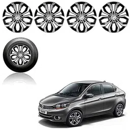 Auto Pearl 4 Pcs 13 inch Black ABS Press Type Hubcap Wheel Cover Set with Retention Ring for Tata TiagoXBXEXM-picture-15