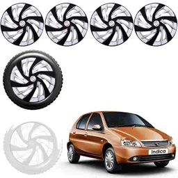 Auto Pearl 4 Pcs 13 inch Black &a; Silver ABS Press Type Hubcap Wheel Cover Set with Retention Ring for Maruti Suzuki Indica-picture-37
