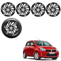 Auto Pearl 4 Pcs 13 inch Silver &a; Black ABS Press Type Hubcap Wheel Cover Set with Retention Ring for Maruti Suzuki Celerio LXI-picture-13
