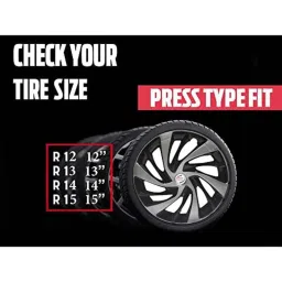 Auto Pearl 4 Pcs 13 inch Silver &a; Black ABS Press Type Hubcap Wheel Cover Set with Retention Ring for Tata Tiago 2020 XB XE XM image 5