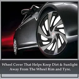 Auto Pearl 4 Pcs 13 inch Silver &a; Black ABS Press Type Hubcap Wheel Cover Set with Retention Ring for Tata Tiago 2020 XB XE XM image 2