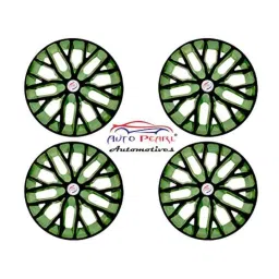 Auto Pearl 4 Pcs 14 inch ABS Black &a; Green Press Type Car Wheel Cover Set for All Cars-image-19